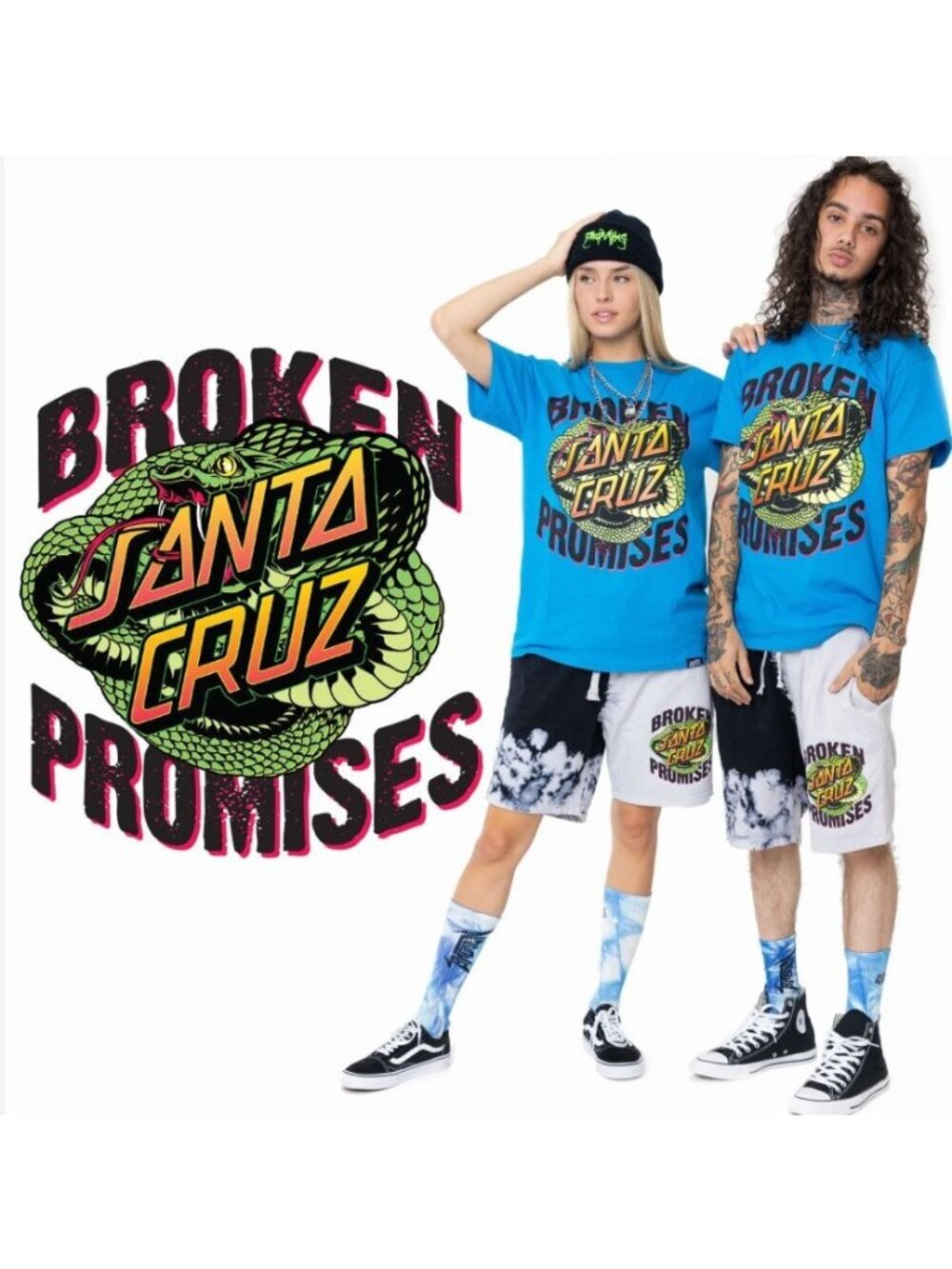 Santa Cruz x Broken Promises Mens Slither Snake T-Shirt Size Large Blue SP EXC